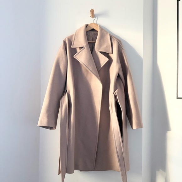 AllSaints blush pink Indira Nesi wool belted wrap coat - Large - Picture 9 of 14